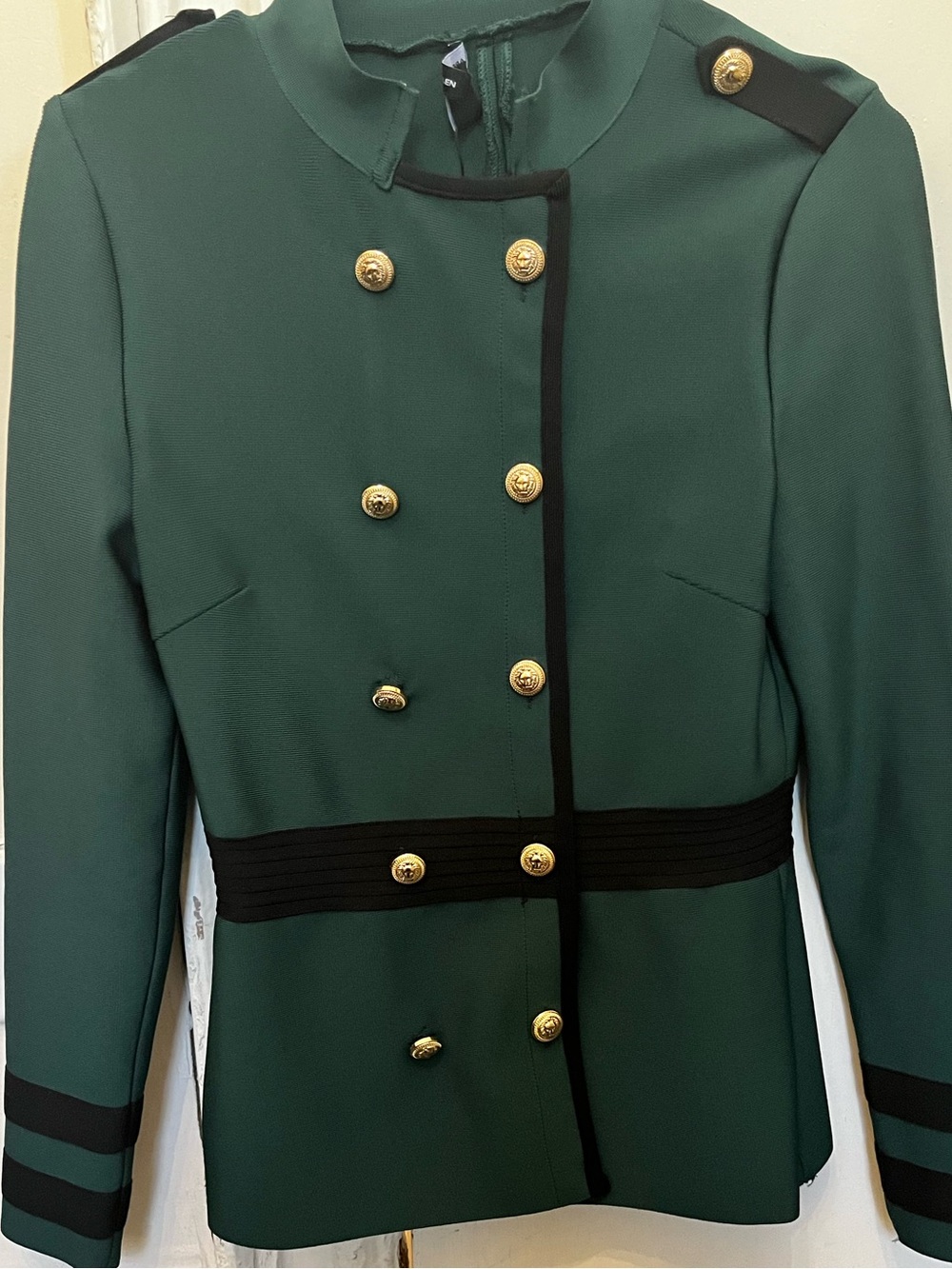 Karen Millen Dark Green Military-Style Blazer with Gold Buttons